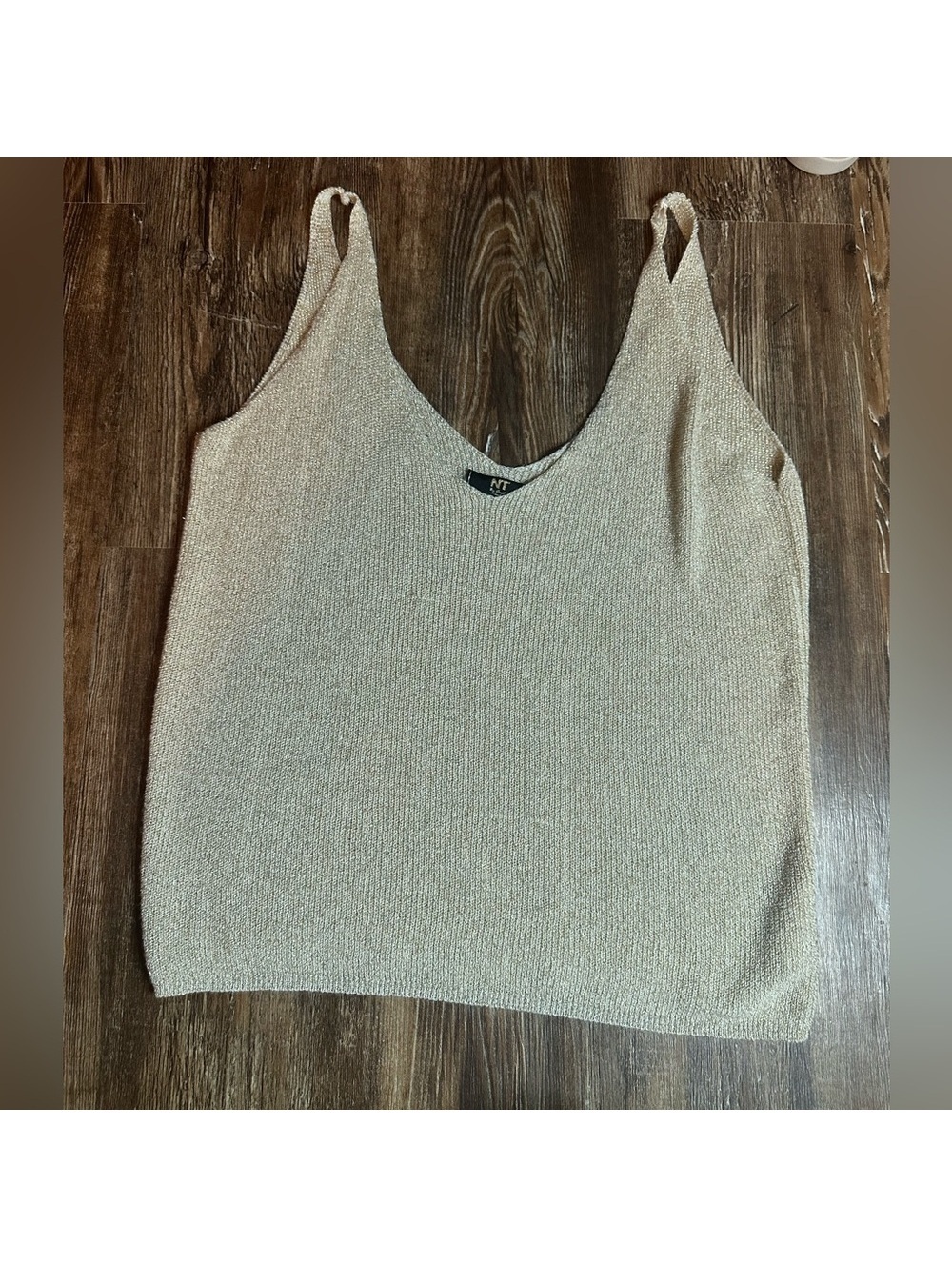 Chic Beige and gold flake italian Knit Women's Tank Top
